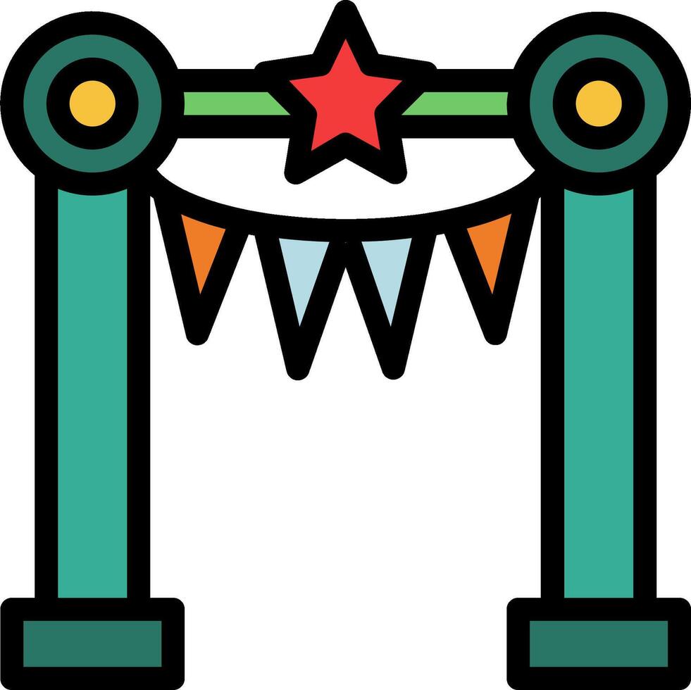 A colorful arch with a star on top vector
