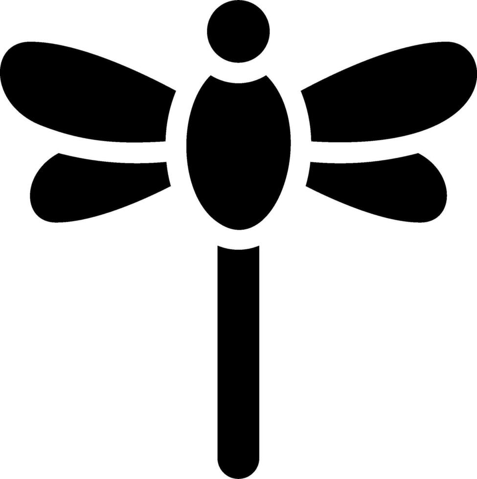 A black and white dragonfly icon vector