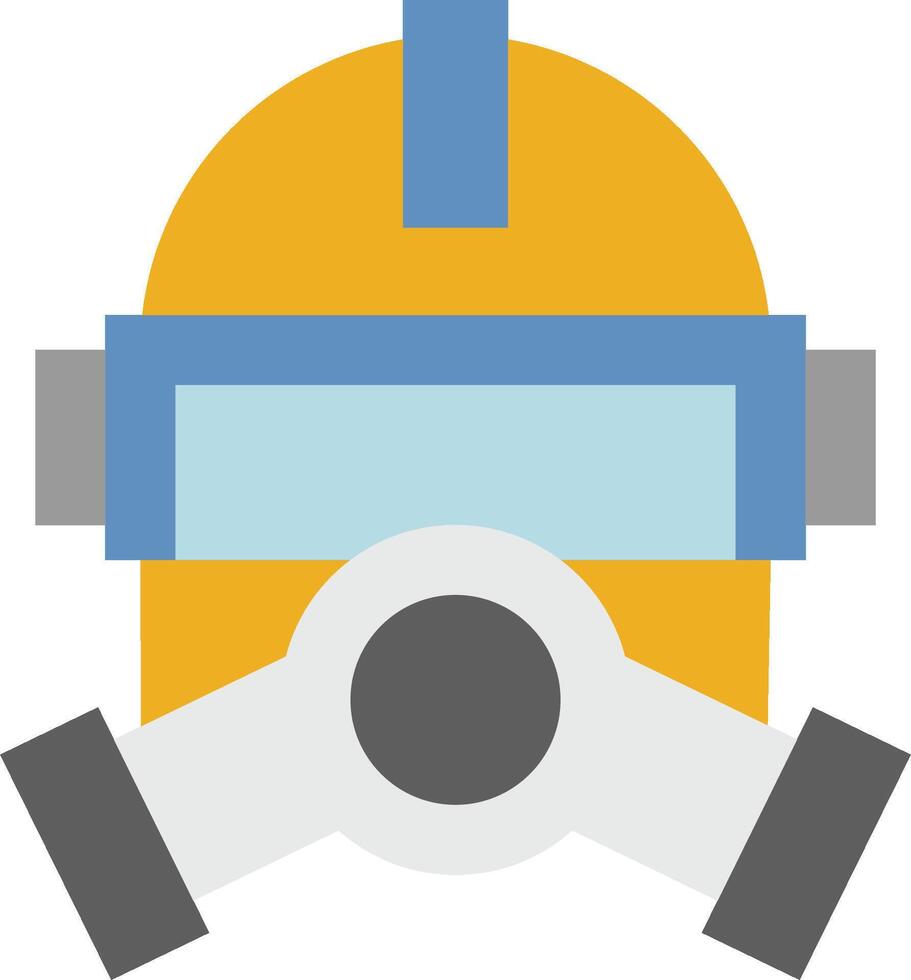 A gas mask icon with a yellow helmet and blue goggles vector