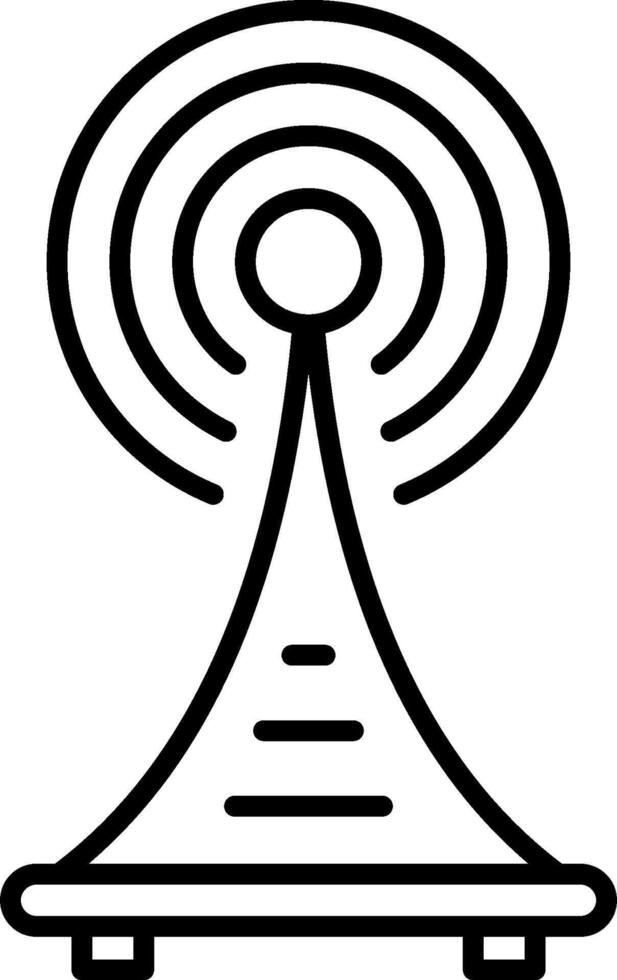 A black and white illustration of a radio antenna vector
