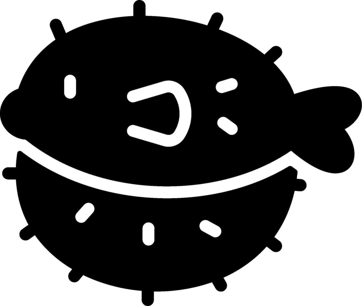 A black and white illustration of a pufferfish vector