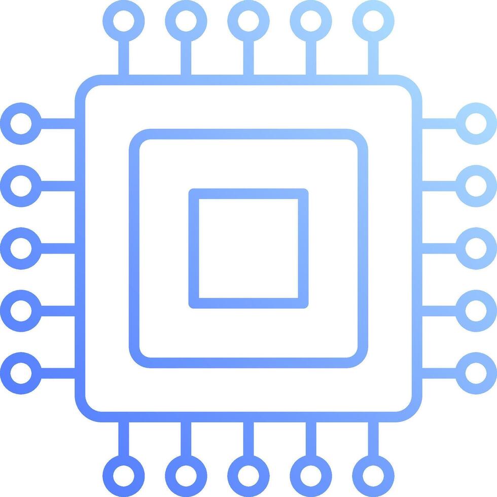 A blue and white computer processor icon vector