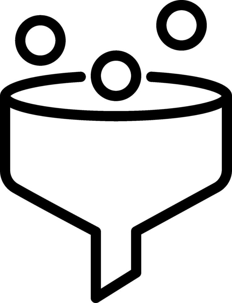 A black and white icon of a funnel vector