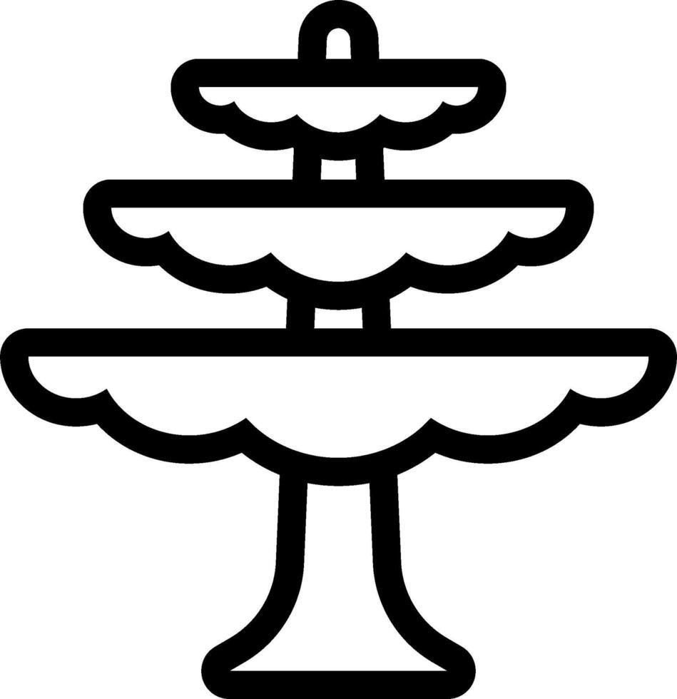 A black and white illustration of a three tier cake stand vector