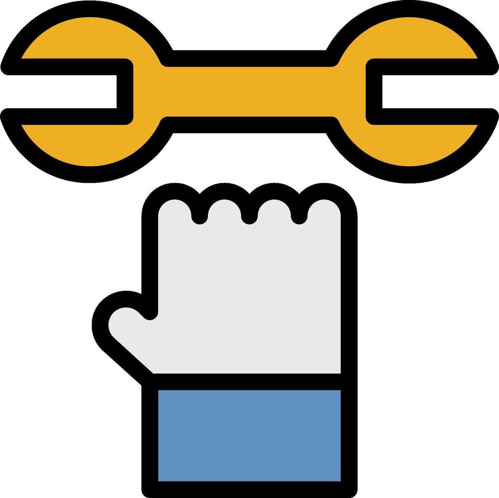 A hand holding a wrench and a glove vector