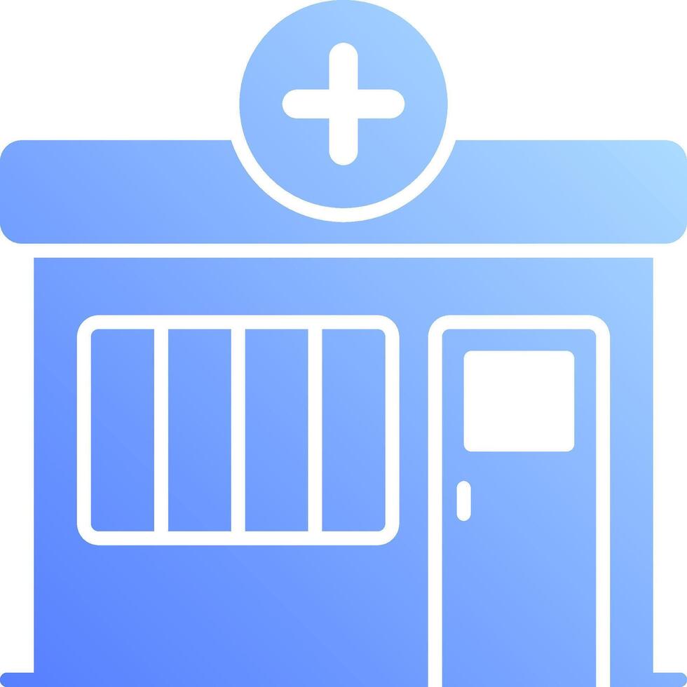 A blue and white building with a cross on it vector