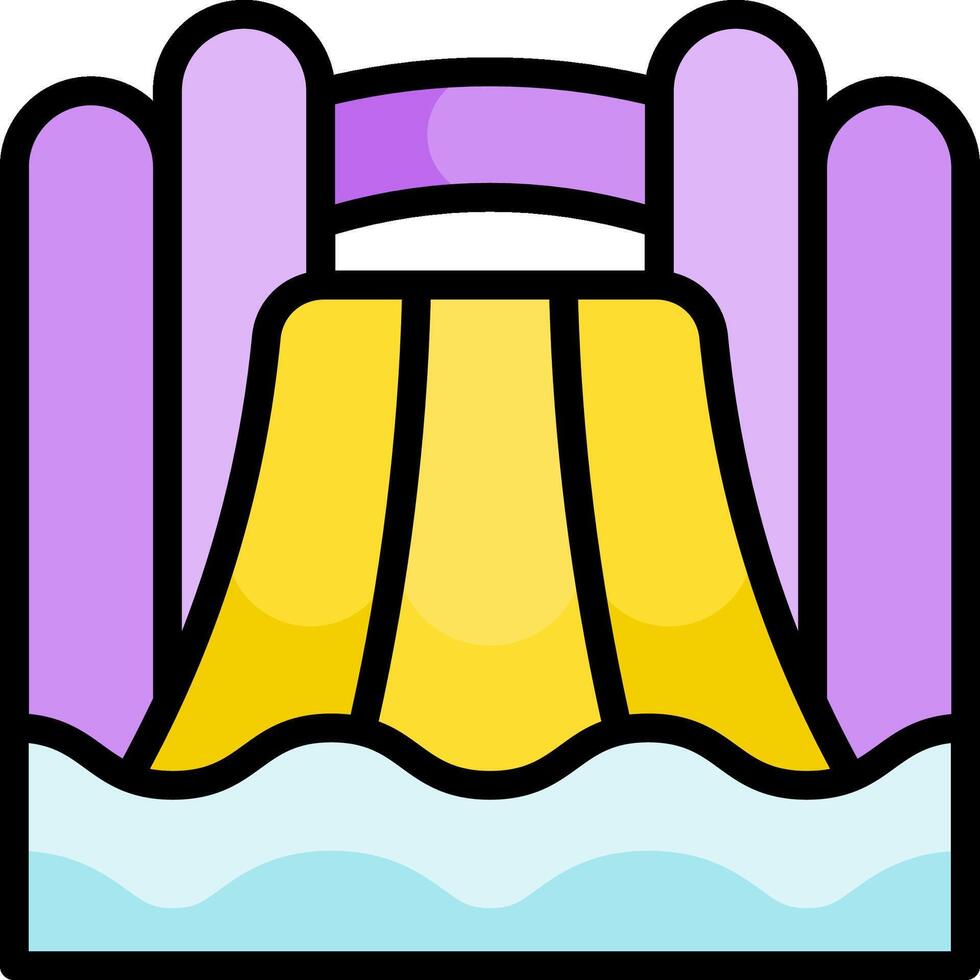 A cartoon water slide with a yellow and purple float vector