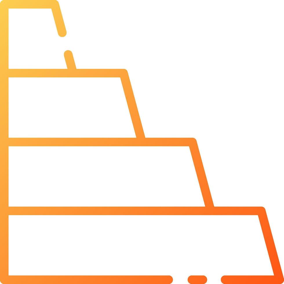 A pyramid of stairs with orange and white lines vector