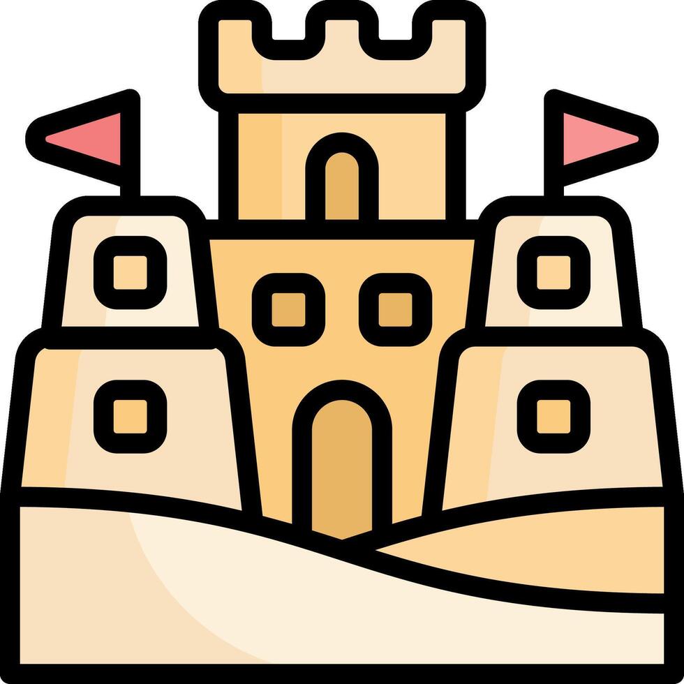 A sand castle icon with two flags vector