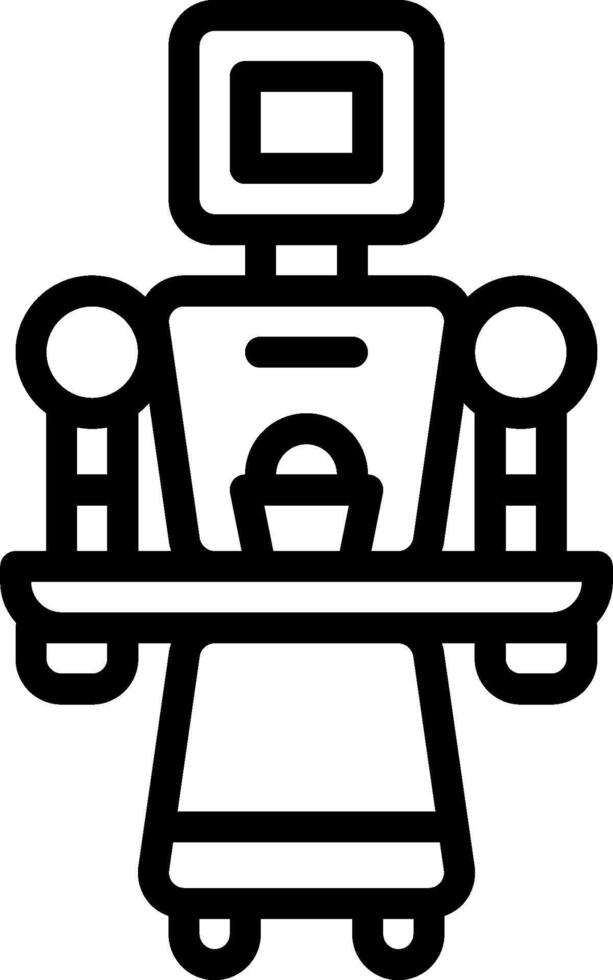 A robot is standing in front of a table vector