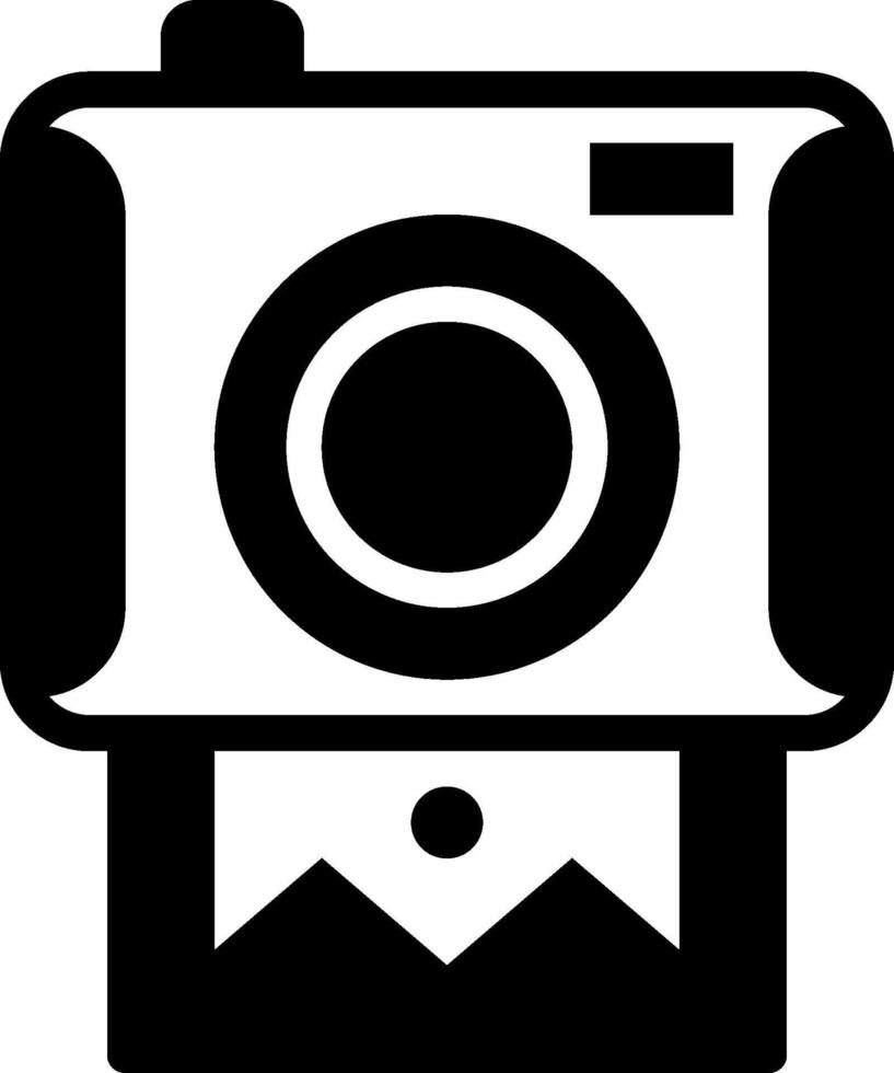 A camera icon with a ribbon around it vector