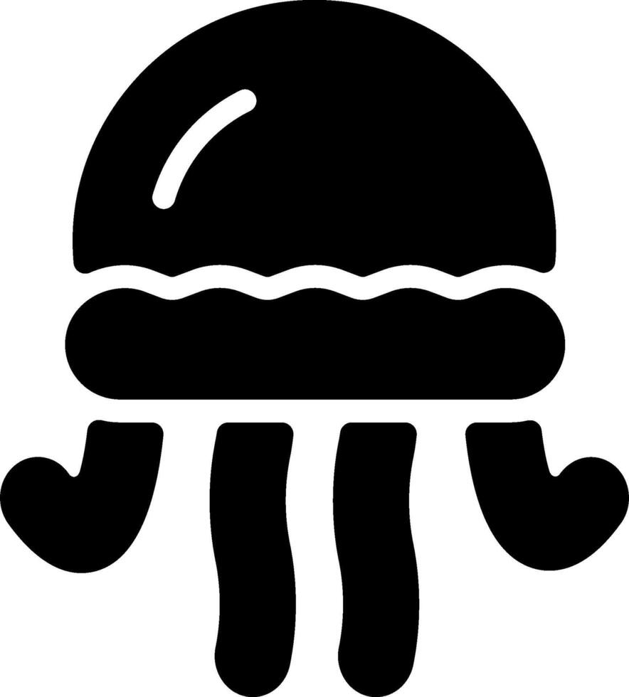 A black and white jellyfish icon vector
