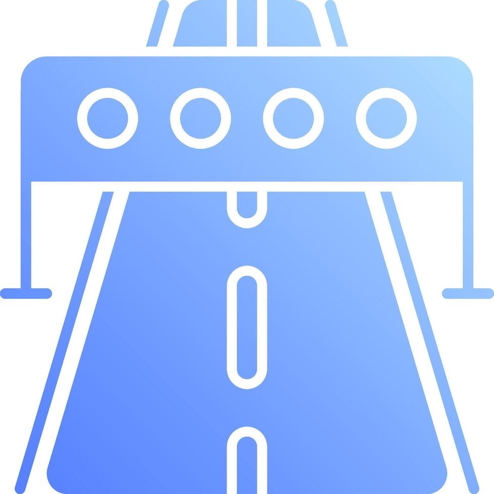 A blue and white icon of a highway vector