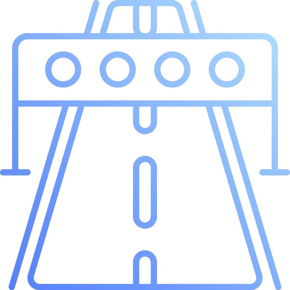 A blue line icon of a bridge vector