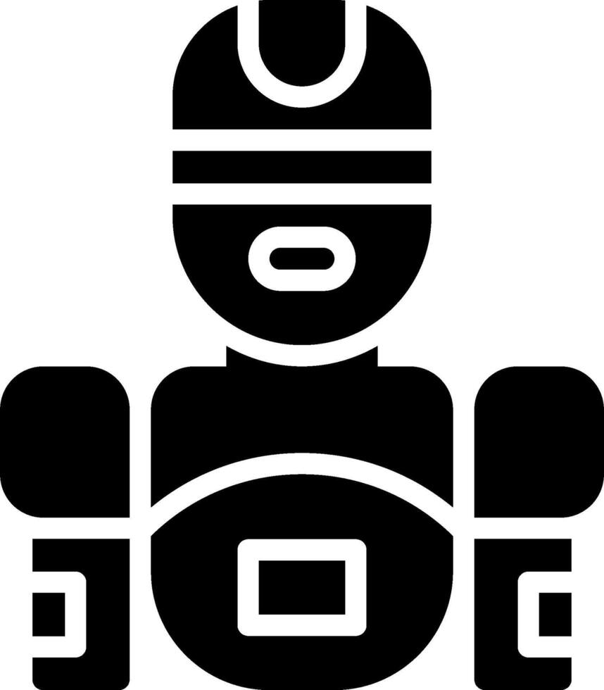 A black and white illustration of a robot vector