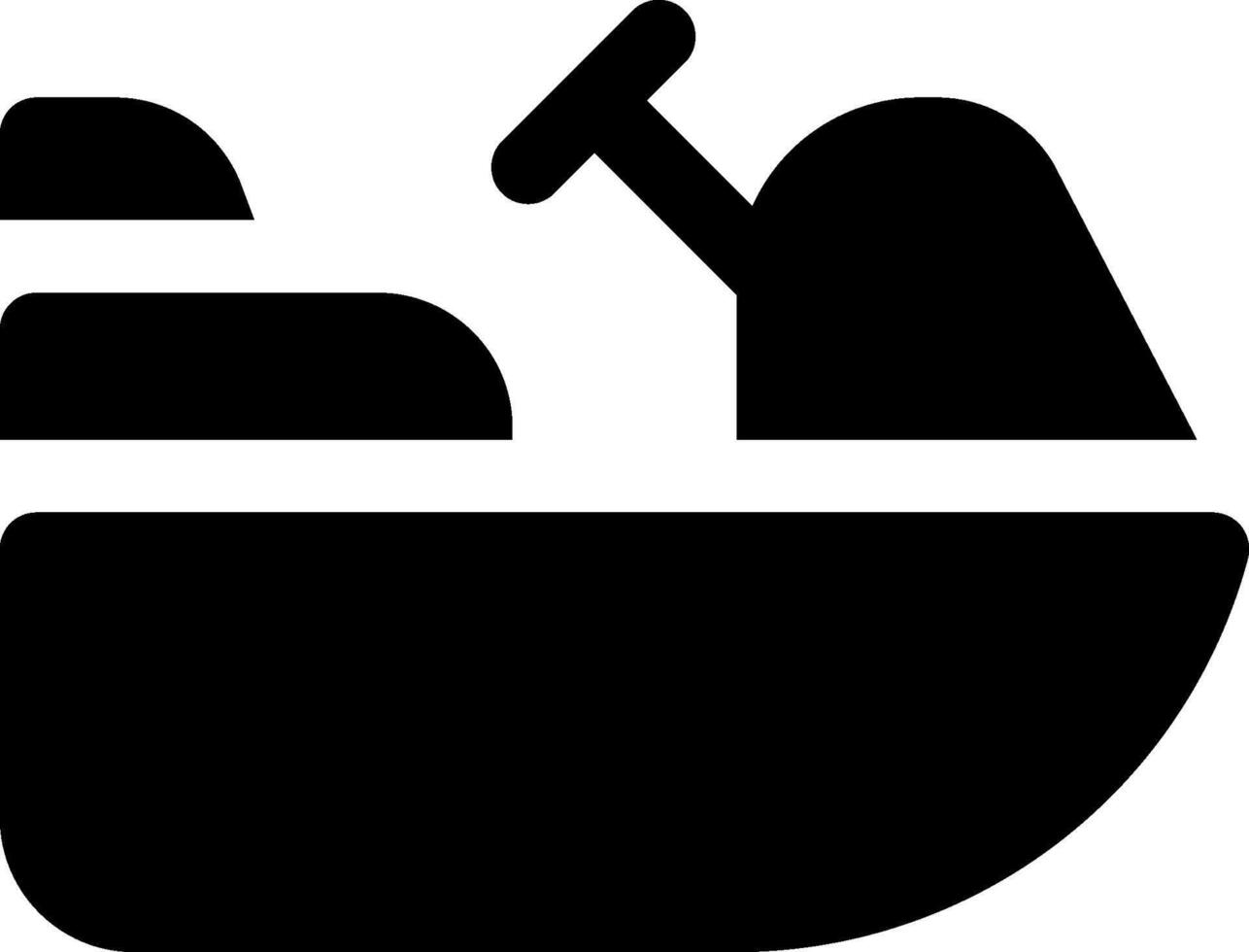 A black and white boat icon with a propeller vector