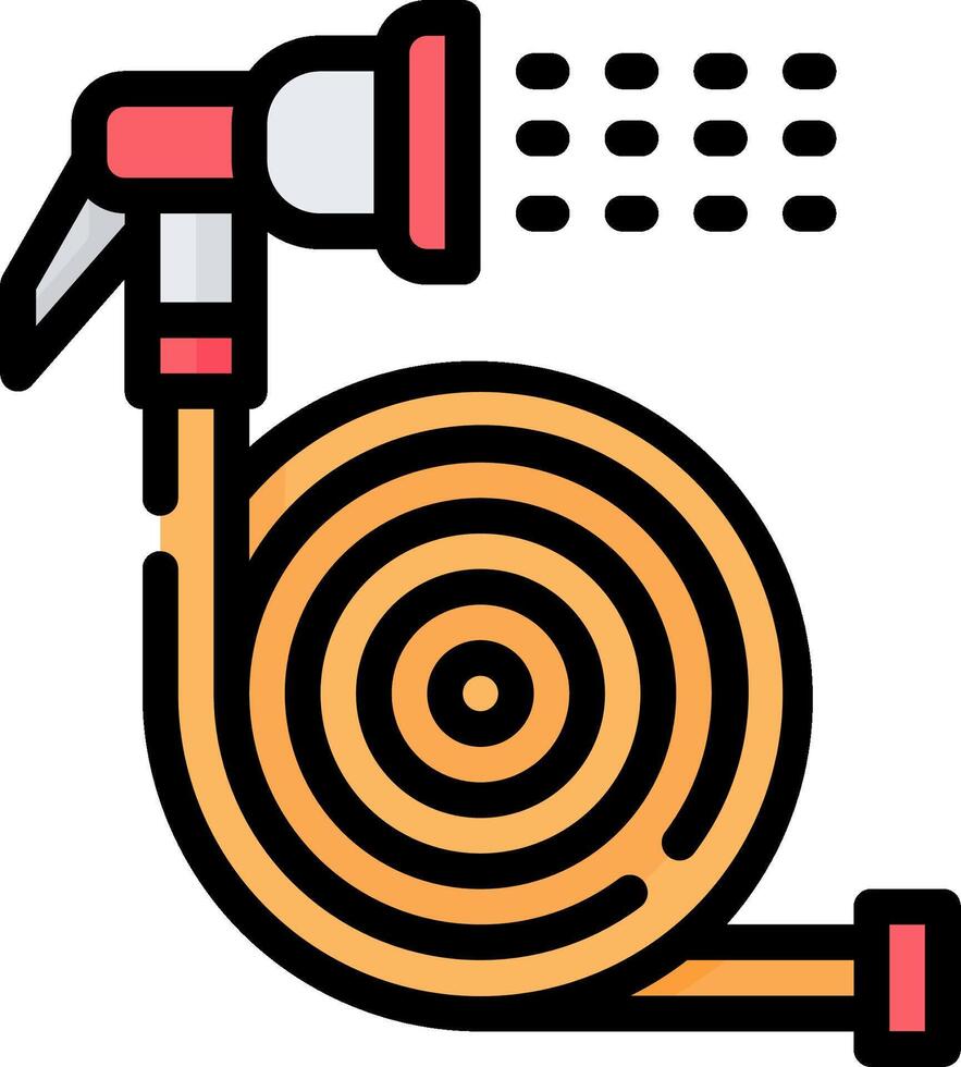 A hose with a spray nozzle and a hose reel vector