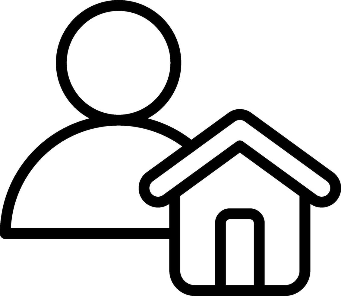 A black and white icon of a person and a house vector