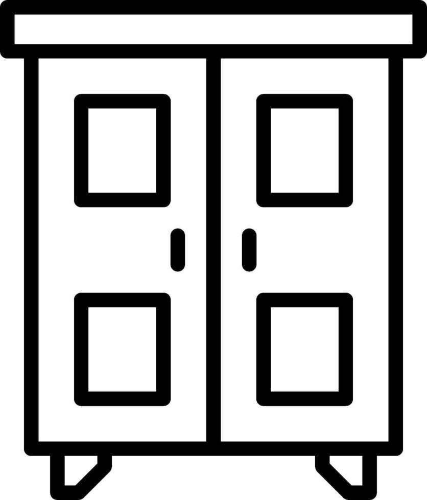 A black and white cabinet with two doors vector
