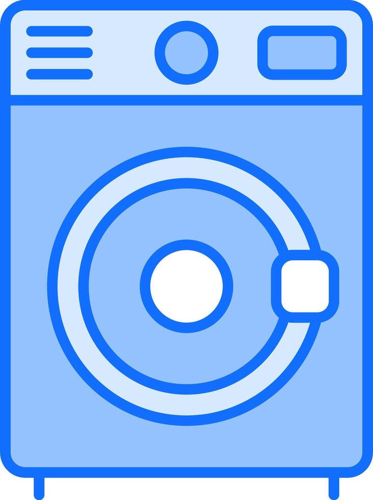 A blue washing machine icon on a white background vector