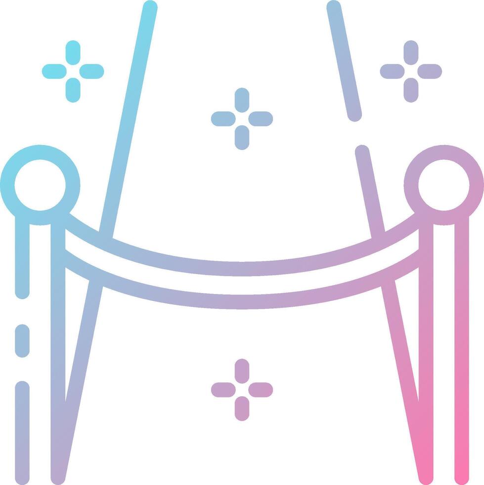 A blue and pink icon of a bridge vector