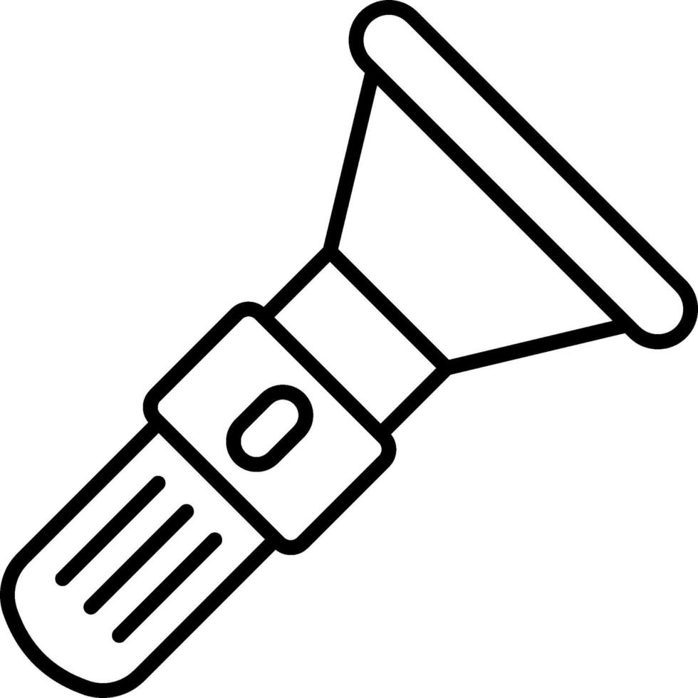 A black and white drawing of a flashlight vector