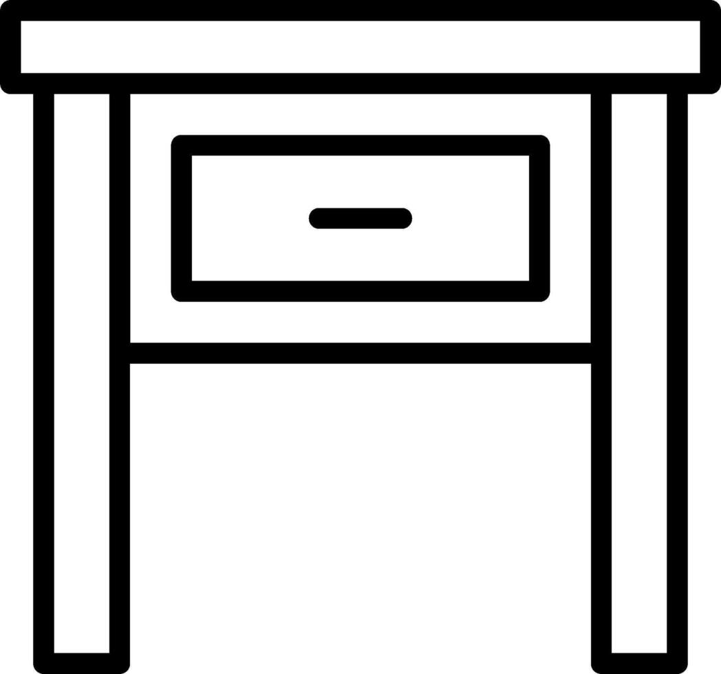 A black and white drawing of a table with a drawer vector