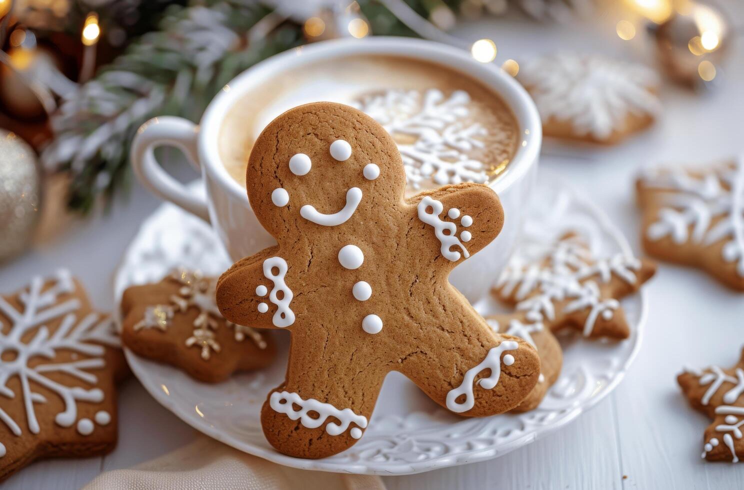 Gingerbread Man in a Cup of Hot Cocoa photo