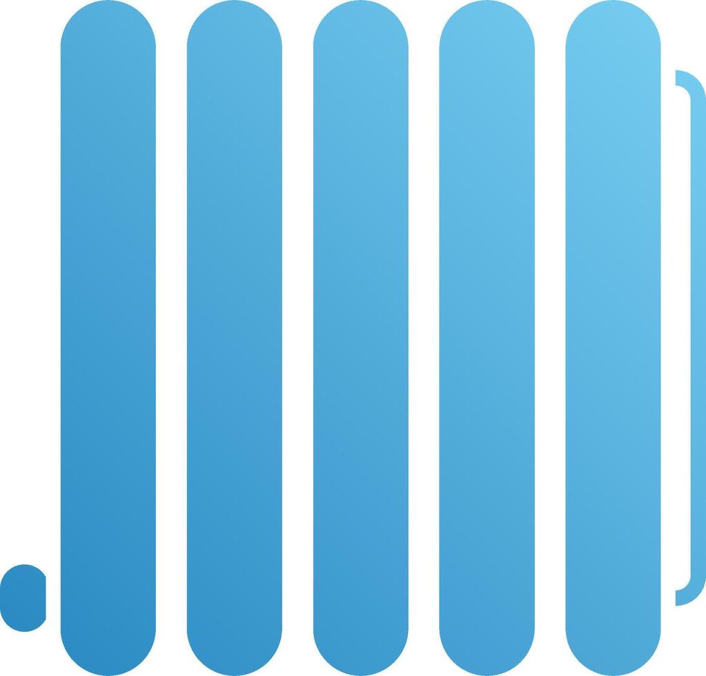 A blue and white logo with a row of three heaters vector