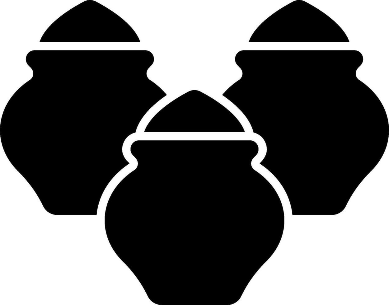 Three black vases on a white background vector