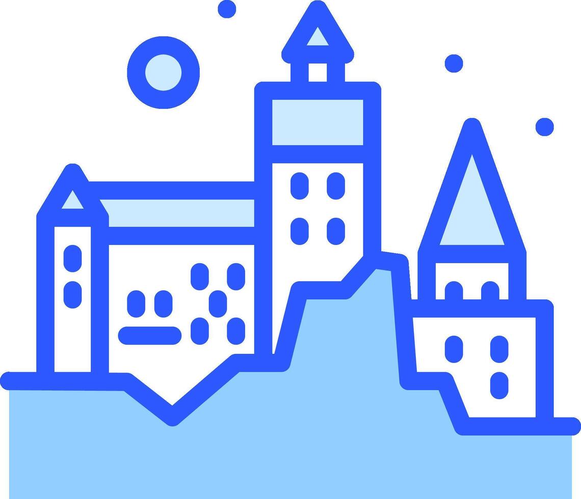 A castle on a hill with a blue background vector