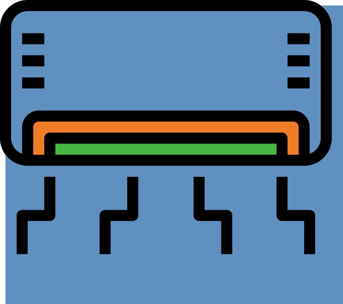 A blue and orange air conditioner with a green and orange handle vector