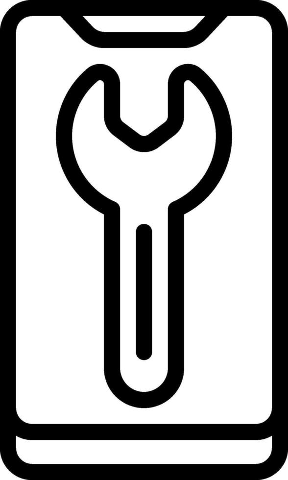 A black and white icon of a wrench vector