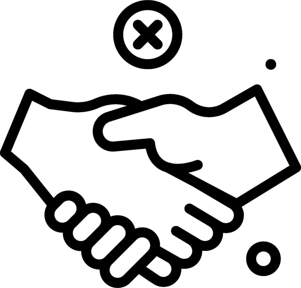 A black and white illustration of two hands shaking vector