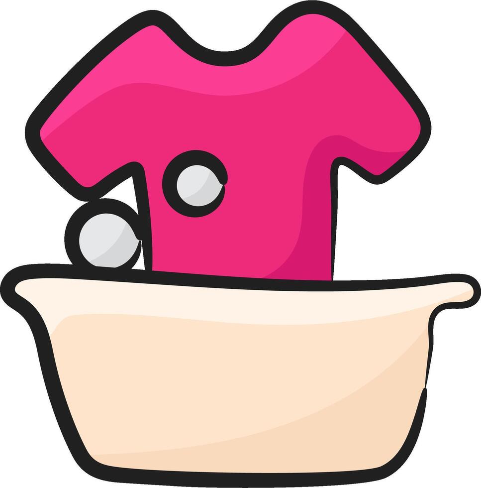A pink t - shirt in a bowl with a ball vector
