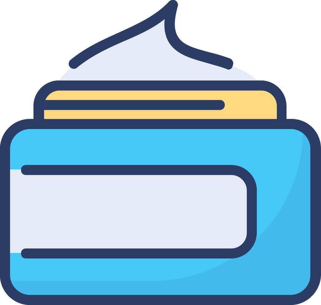 A blue container with cream on top vector