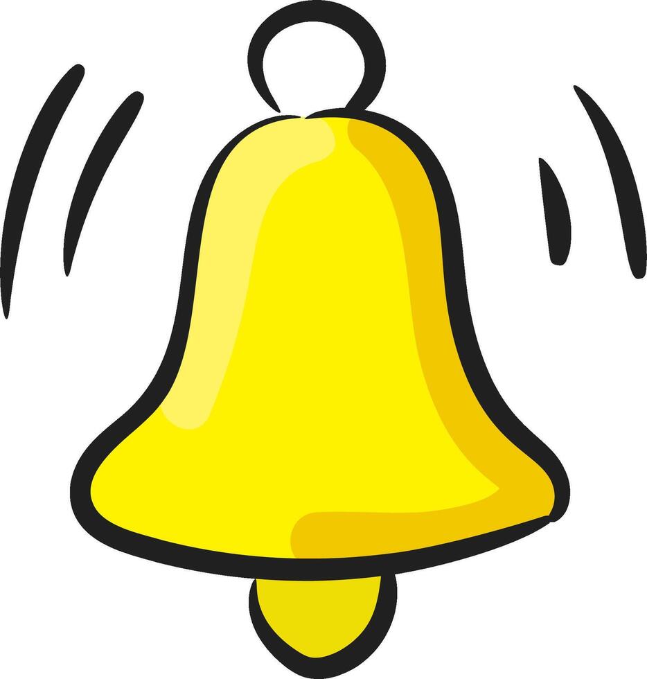 A yellow bell with a black ring vector