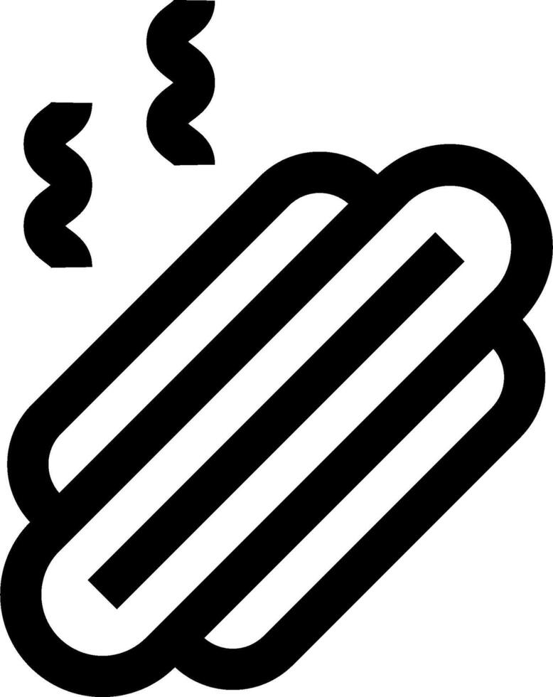 A black and white icon of a hot dog vector