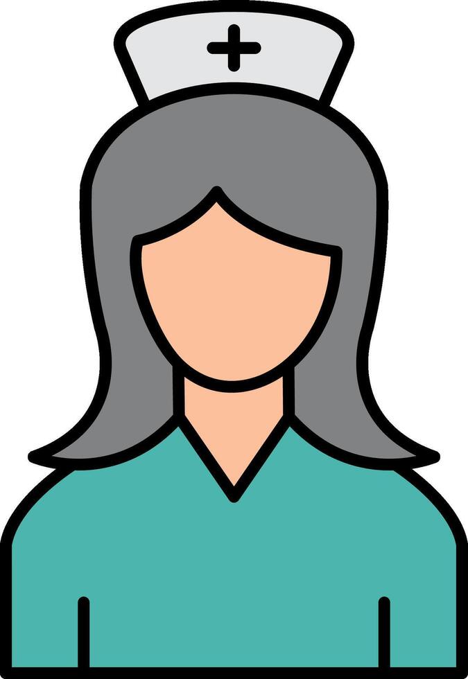 A nurse icon with a white cross on her head vector
