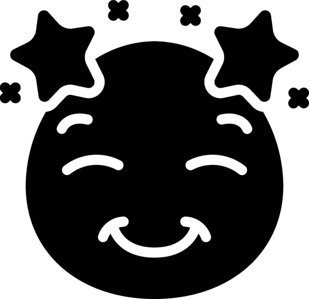 A black and white smiley face with stars vector