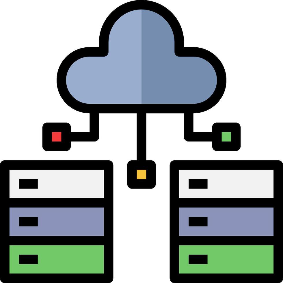 A cloud with two servers and a computer vector