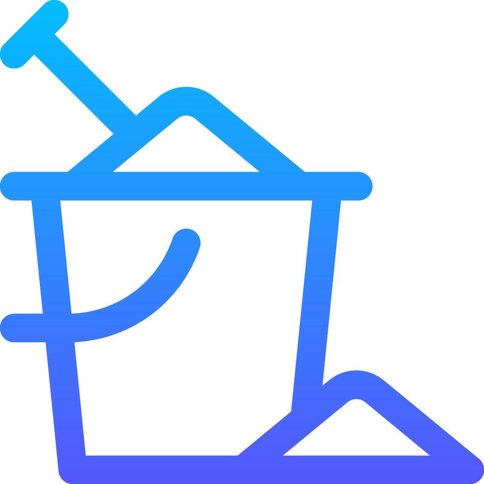A blue and white icon of a bucket with a shovel vector