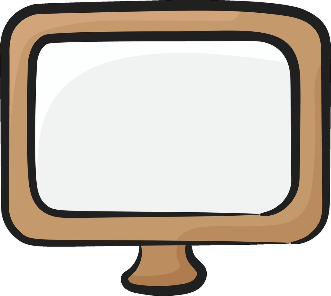 A cartoon computer monitor with a blank screen vector