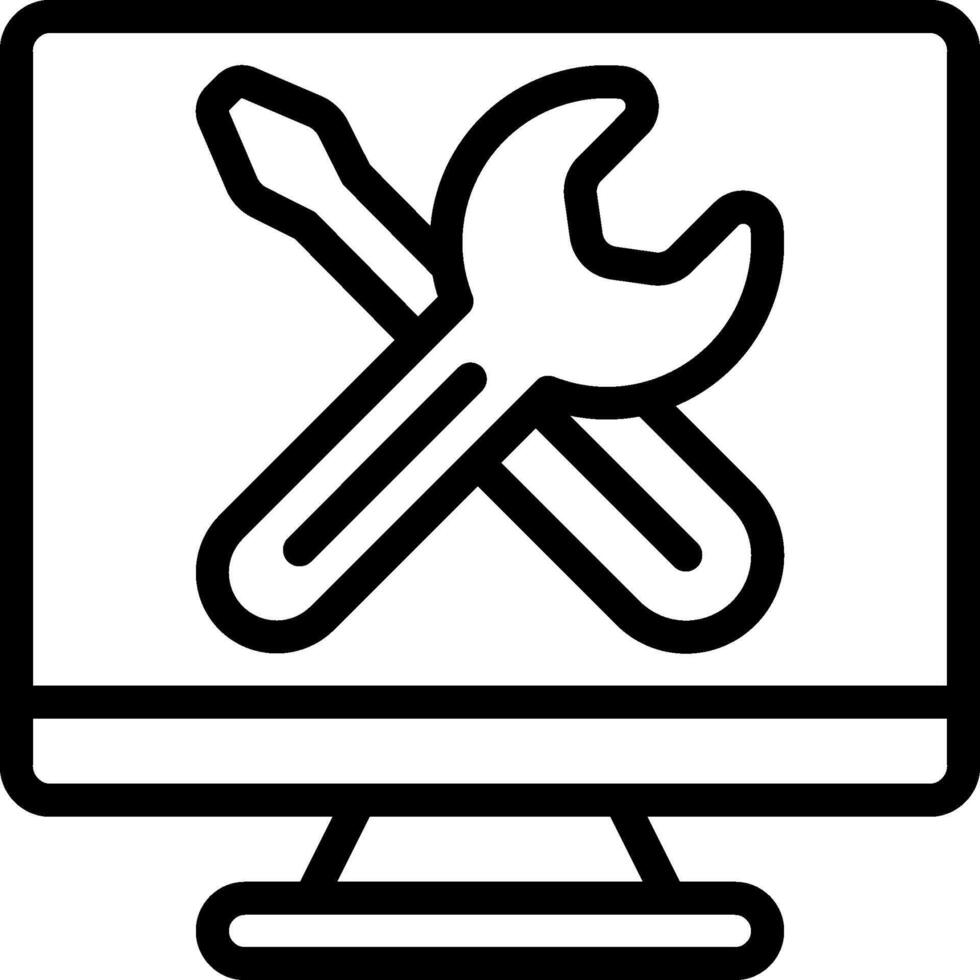 A computer monitor with a wrench and a wrench vector