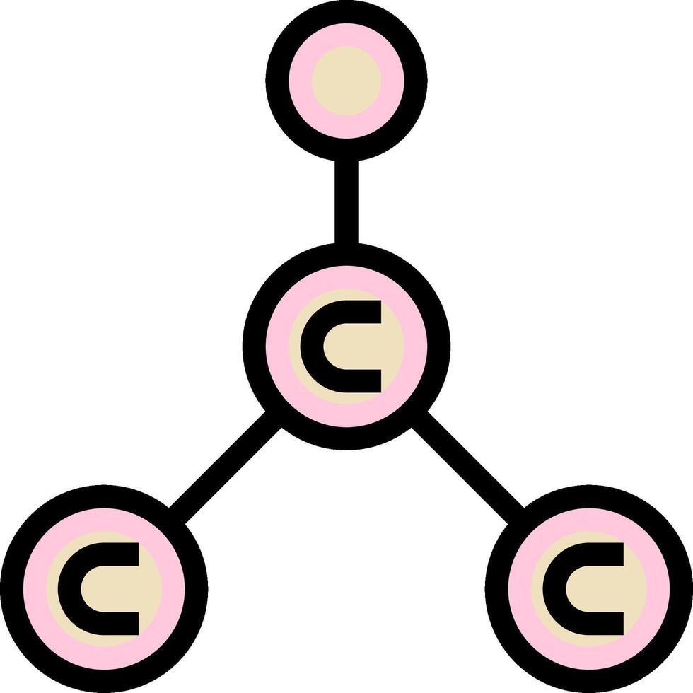 A molecule with three circles and a pink dot vector