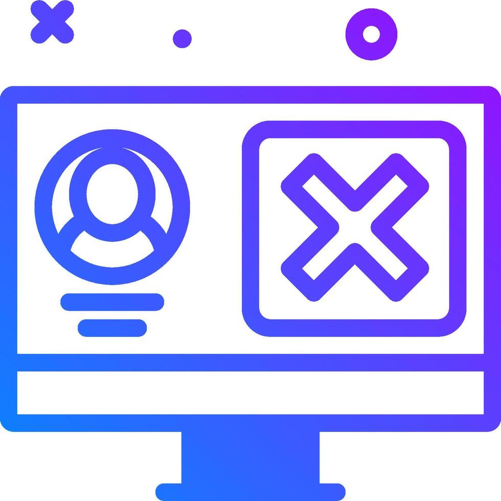 A computer monitor with a check mark and a cross vector
