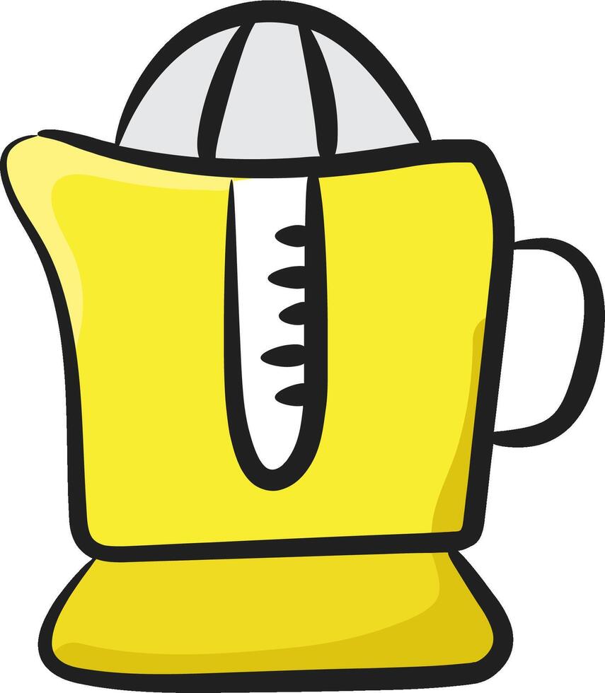 A yellow juicer with a handle on it vector
