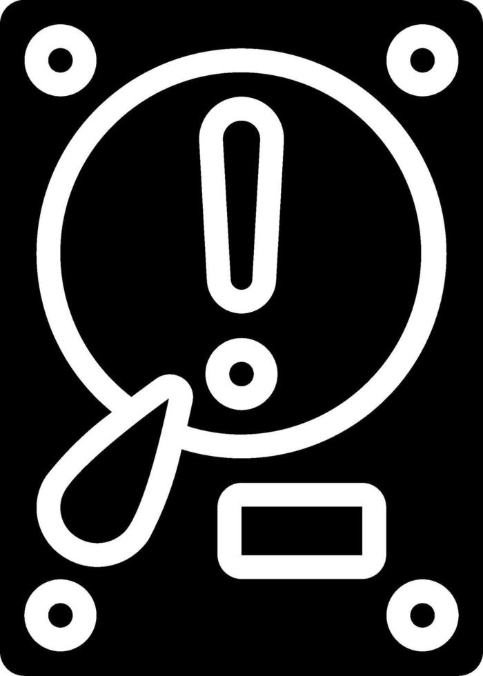 A black and white icon of a warning sign vector