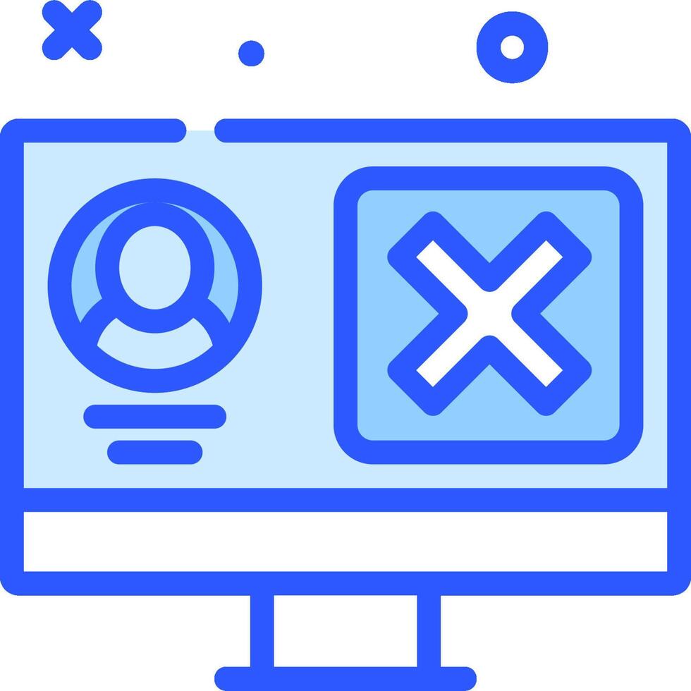 A computer monitor with a check mark and a cross vector