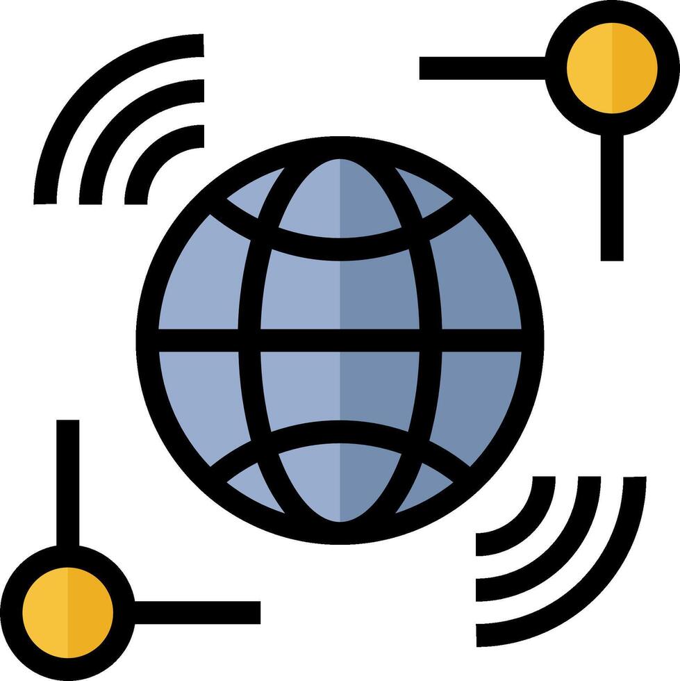 A globe with a wifi symbol and two other devices vector